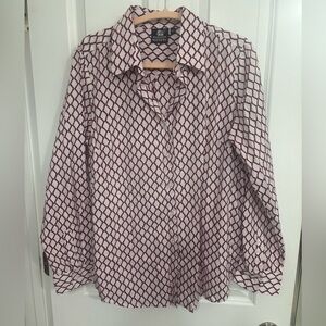 Madison Mathews Burgundy/White Button Up- Size Large NWOT